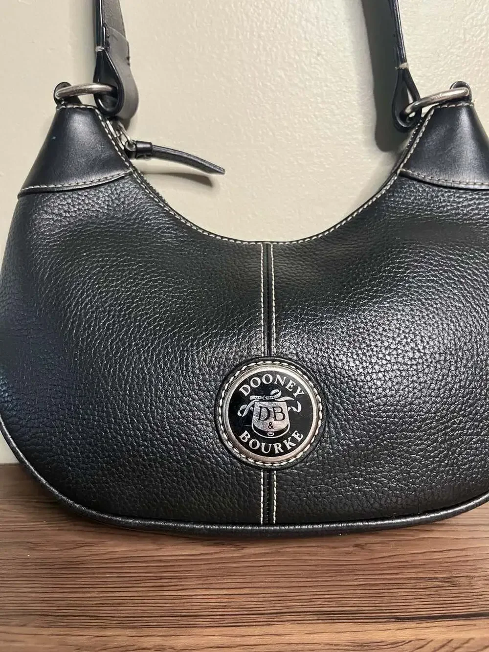 Dooney & Bourke All Weather Leather Pebbled Small Crescent Hobo Shoulder Bag